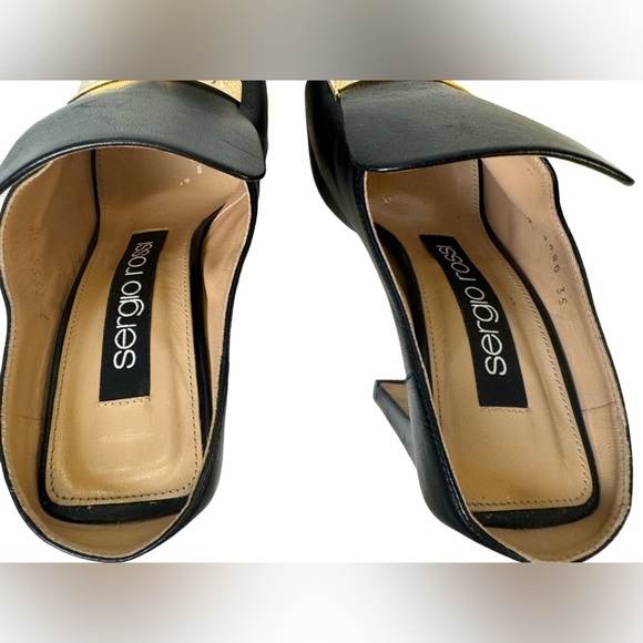 Sergio Rossi SR1 Sabot Mules Black with Gold Detail Size 5 - Picture 11 of 16